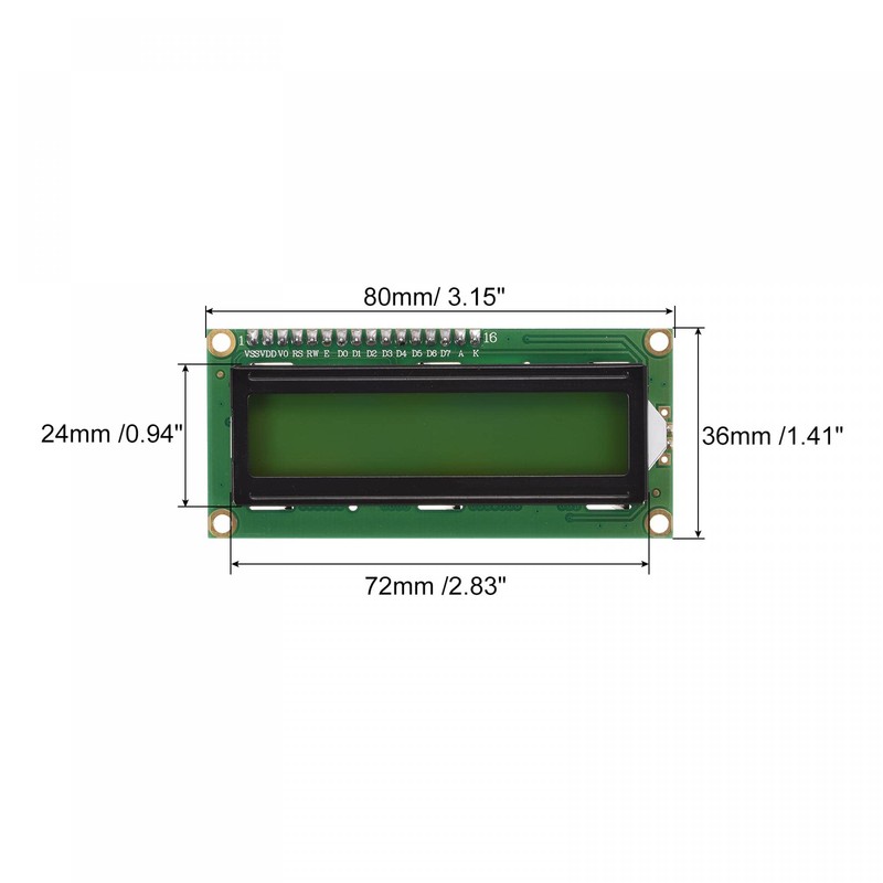 sourcing map LCD 1602 Display Module 5V with 16 Pins,