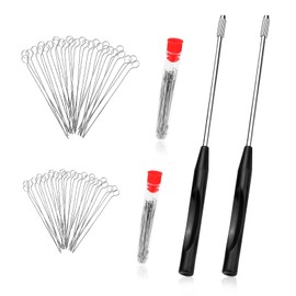 2PCS Reusable Inoculating Loops, Inoculation Loop with 90pcs Replaceable Nichrome Needle Tip, Inoculating Rings and Inoculating Rods for Lab Supplies, Versatile Lab Tools (Black)