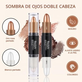 12 colores Sombra de ojos en barra de Doble Punta, 6 Unidades Doble Extremo,Sombra de ojos en crema con degradado perlado, duradera, resistente al agua y fácil de aplicar, adecuada para mujeres
