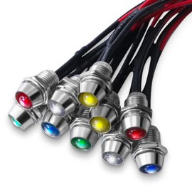 Senpinkboo 10PCS Car Boat LED Indicator Light 12V 8mm Pilot Dash Panel Warning Single Lamp