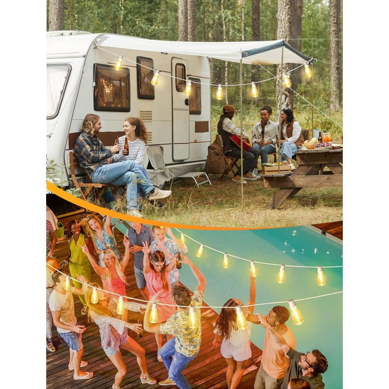 Larkvue 25FT Outdoor String Lights, Patio Lights with 10+1 LED