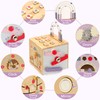 Pillowhale Wooden Activity Cube, Baby Montessori Toys with 8-in-1 Activity