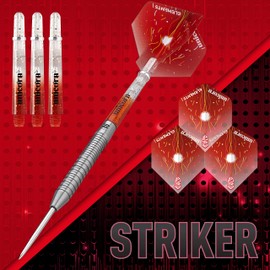 Unicorn Steel Tip Darts Set | Core Striker Series Style 1 | 80% Natural Tungsten Barrels | 20 g
