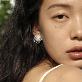 Aretes de Plata para Mujer 925 Flores Niña Pendientes Stud Joyería Plateados Regalos para Mama