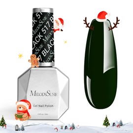MelodySusie Black Gel Nail Polish, 15ml Gel Nail Polish Blackish Green Color 517, Soak Off UV LED Nail Lamp Gel Polish Nail Art Starter Manicure Salon DIY At Home 0.5 Fl Oz