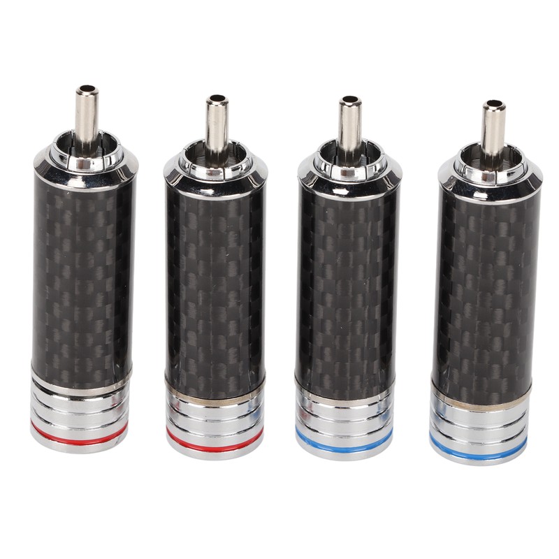 4Pcs RCA Sound Plug Carbon Fiber Chrome 8mm Wire Diameter