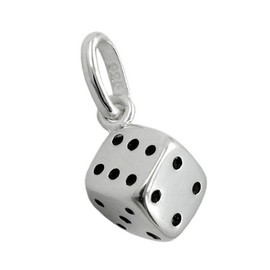 jewellery pendant, dice, cube black, silver 925 G91120