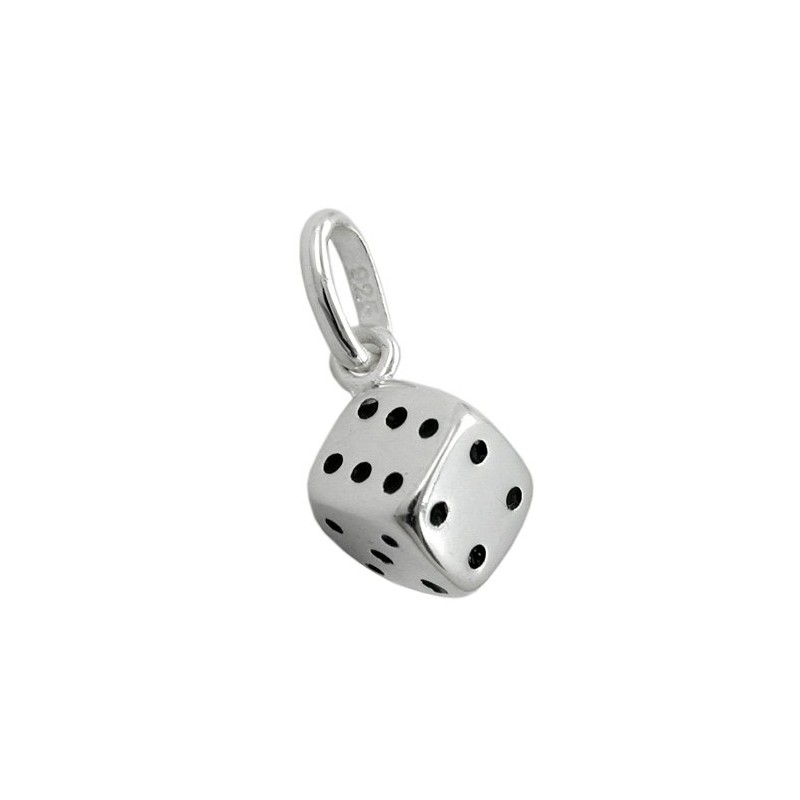 jewellery pendant, dice, cube black, silver 925 G91120