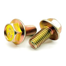 (40 Pieces) M10-1.5x25 Class 8.8 Hex Flange Bolts Screws UNC Coarse Full Threads Zinc Yellow