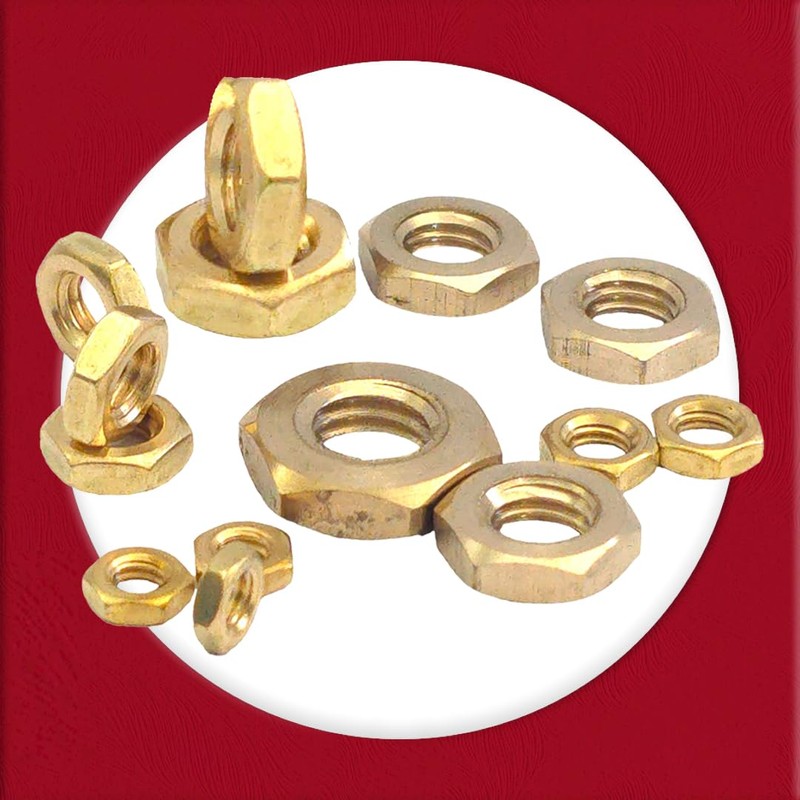 M6 Solid Brass Half Nuts DIN 439 (Pack of 10)