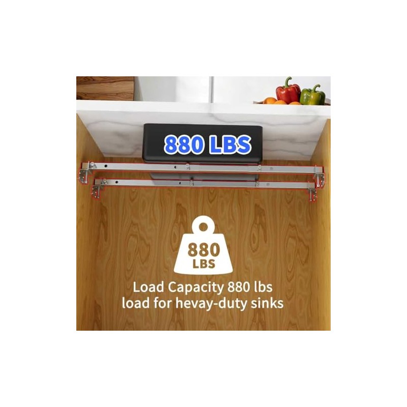 Undermount Sink Brackets, 28-39.5″Adjustable Undermount Sink Support Brackets, Stainless Steel