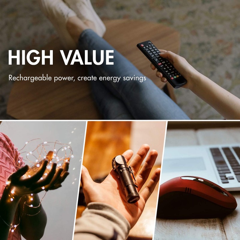 Tenergy AAA Rechargeable Battery, High Capacity 1000mAh NiMH AAA Battery,