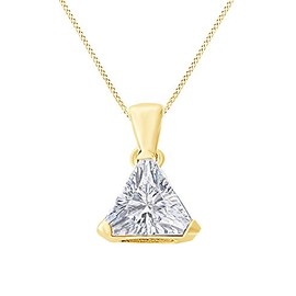 AFFY Trillion Cut Cubic Zirconia Solitaire Pendant in 14K Yellow Gold Over Sterling Silver