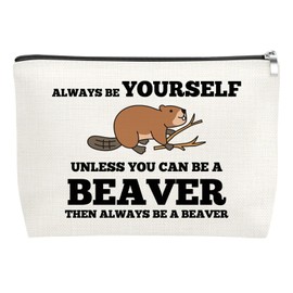Beaver Makeup Bag Wildlife Animal Lover Gift for Women Beaver Lover Gift Cosmetic Bag Animal Lovers Gifts for Female Funny Friendship Gifts for Thanksgiving Christmas Birthday Zipper Pouch Bags