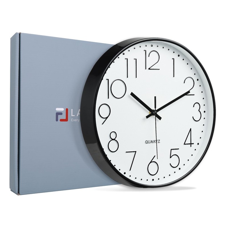 Lafocuse 3D Numbers Silent Wall Clock Black 30 cm Modern