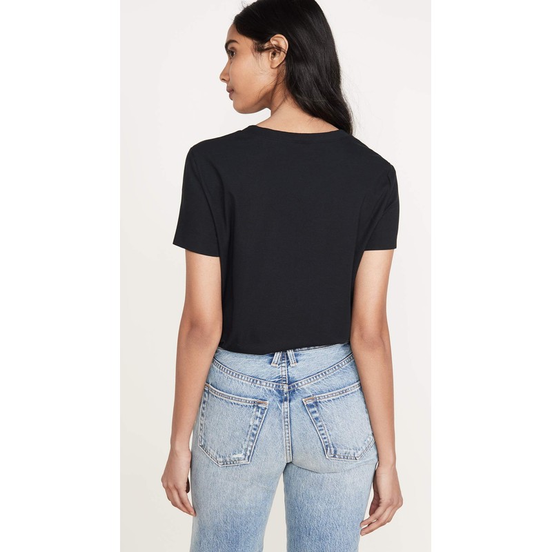 commando Women's Essential Cotton Crew Neck Bodysuit, Black, XS