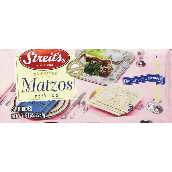 Streit's Matzo, Kosher for Passover Matzoh Crackers, Airy, Crispy Crackers, 1 Pound (5 Pound)