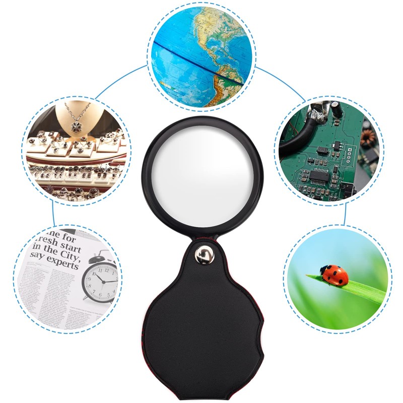 Cobee 5 Pack Mini Magnifier, Pocket Magnifying Glass Foldable 10x