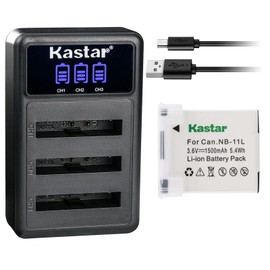 Kastar 1 Pack NB-11L Battery and LCD Triple USB Charger Compatible with Canon PowerShot A4050 A4050 is, SX400 is, SX410 is, SX420 is, ELPH 110 HS, ELPH 115 is, ELPH 120 is, ELPH 130 is, ELPH 135