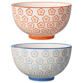 Bloomingville Isabella Retro Dessert Bowls Bowl Vintage Diameter 11.5 cm Red Blue Ceramic Set of 2 Holds Approx. 280 ml