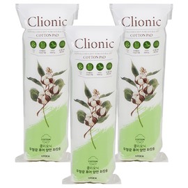 Partner_Reference Clinicic non-fluorescent pure double-sided cotton pads (3 packs of 100) / 클리오닉 무형광 퓨어 양면 화장솜 100개입 3개