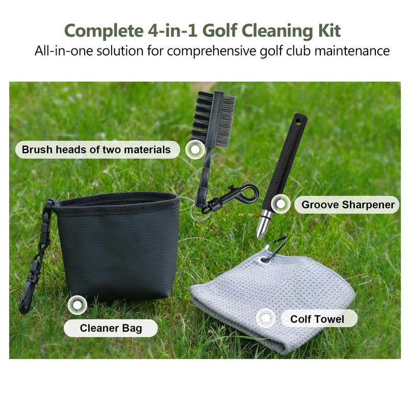 Golf Club Cleaning Kit Includes Golf Club Brush, Cleaning Bucket,