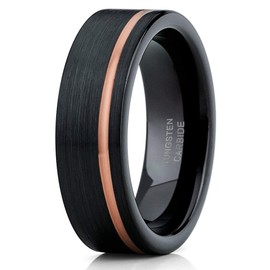 Rose Gold Tungsten Wedding Band Black Tungsten Wedding Band Anniversary Ring Men & Women Comfort Fit (9)