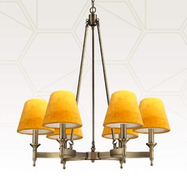 Royal Designs, Inc. Set of 6 Clip On Chandelier Shade Velvet Fabric, CS-1107-5MU-6, Mustard, 3 x 5 x 4.5 in, 6 Pack