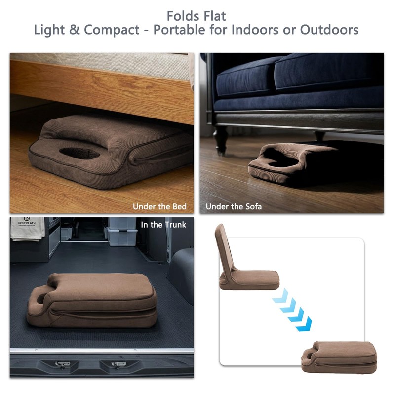 Floor Chair with Adjustable Back Support, Foldable Padded Gaming Floor