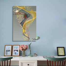 Looife Colorful Abstract Lines Canvas Wall Art, 12x16 Inch Flying Birds Canvas Wall Decor Gallery Wrapped, Living Room Bedroom and Office Wall Decoration