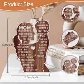 Gifts for Mom from Son | Mom Birthday Gifts | Best Mom Ever | Mother's Day, Christmas Wooden | Look Desk Decor Heartfelt Acrylic Plaque Sign