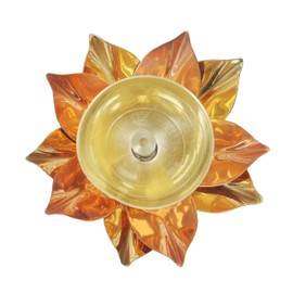 Small Diya Lotus Design Diya Deepak Pooja brass Diya Puja Item Brass Oil Lamp for Housewarming Indian Traditional New year Decoration Diya Lighting Accessories Items Pooja Kit Lanterns(Size:-2")