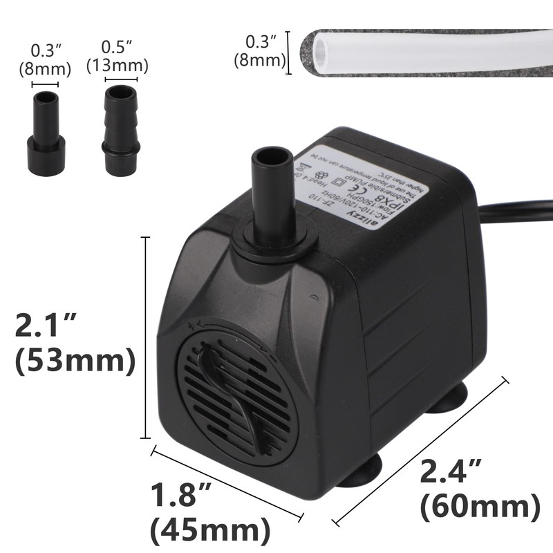 alizzy 150 GPH (570L/H) 10w Durable Small Submersible Water Pump