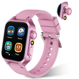 Children's Smartwatch for Boys and Girls, 35 Puzzle Games, 3 Sports Modes Without App, HD Camera Music Pedometer Torch Alarm Clock, Children's Gifts for Teenagers from 5 Years (Pink)