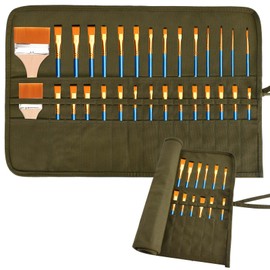 Pinsel Taschen 30 Slots Stifterolle Rollmäppchen Stifteetui Rolle Pinselmappe Leer Künstler Pinselrolle Groß Makeup Pinsel Tasche Leinwand Stifterolle Pinsel Etui Case Für Stifte Aquarell Öl-Pinsel