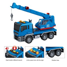 Crane Truck Toy, for 3 4 5 6 7 Years Old Boy ,Truck Vehicle Toy with acousto-optic Inertial function,Traffic Signs Roadblock Guidepost, Working Hook, Construction, Birthday Gifts for Boys & Girls