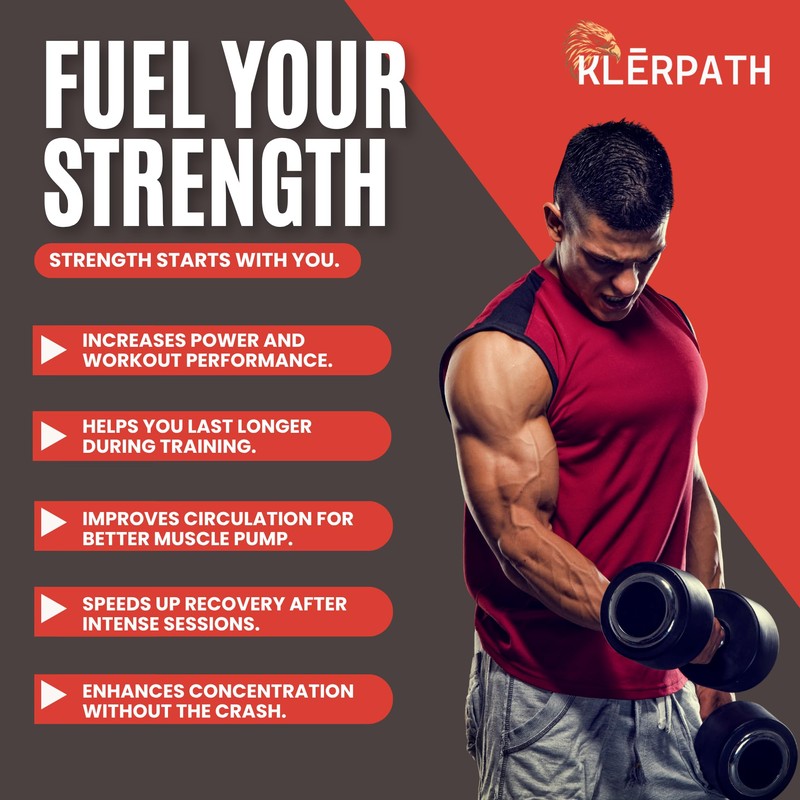 Klerpath GRO Muscle Pre-Workout Supplement - Vegan, Non-GMO, Allergen and
