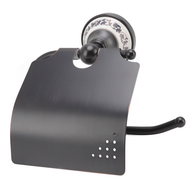 Paper Towel Dispenser Dark Bronze Blue and White Porcelain Wall