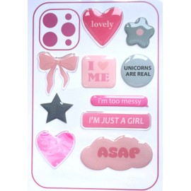 Rebel Tattoos 3D Puffy Phone Stickers – Cute & Trendy Sticker Set for Phone Cases (Pink)