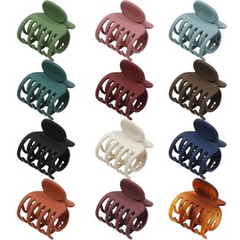 AWAYTR Small Claw Clips for Thin Hair, 1.6 " Matte Cute Hair Clips for Women, Double Row Teeth Jaw Clips for Hair, 12 Pcs Hair Clamps for Girls