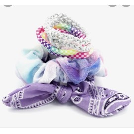 Claire’s Sky Brown Rainbow skateboarder Surfer bracelets Hair Scrunchie Tie Dye