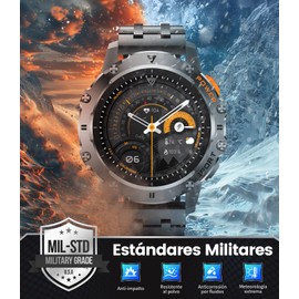 ESFOE Reloj Inteligente Hombre, 1.43" AMOLED Smartwatch Hombre con LED Linterna, 500mAh 5ATM Impermeable Smartwatch Militar con Wasap Llamadas, 110+ Modos Deportivos Pulsera Actividad para Android iOS