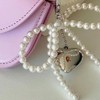88flix Keychain, Pearl Charm, Heart Charm, Pearl Ribbon, Silver, Stylish,