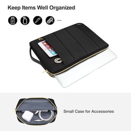 MOSISO Puffy Laptop Sleeve Case Compatible with MacBook Air/Pro, 13-13.3 inch Notebook, Compatible with MacBook Pro 14 inch M3 M2 M1, Rectangle Vertical Bag with Small Case & Side Handle, Black