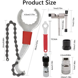 Lostwry 5 Piece Bicycle Cassette, Bicycle Repair Set with Crank Puller and Bottom Bracket Remover Chain Whip, Crank Puller, Chain Tool