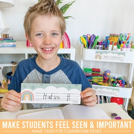 25 Boho Student Desk Name Tags Classroom - Boho Student Name Tags for Desks, Desk Name Plates for Classroom, Classroom Name Tags for Desk, Locker Name Tags for Classroom, Teacher Name Plate for Desk