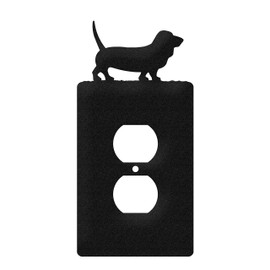 SWEN Products Basset Hound Metal Wall Plate Cover (Single Outlet, Black)