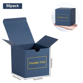 NIGNYA Small Gift Boxes 50 Pack 4x4x4 inches Thank Navy Blue Gift Boxes with Lids for Wedding Party Favor, Ornaments, Bridesmaid Proposal, Bakery Cookies,Candle Boxes Packaging ,Gifts,