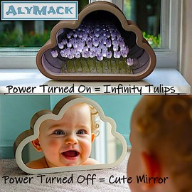 ALYMACK Handmade Tulip Lamp Fully Assembled - Flower Night Light Cuteness Lamps - Tulip and Rose Infinity Mirror in a Glass - Gift for Women or Girl - Lampara de Tulipanes Infinitos (Purple, AA)