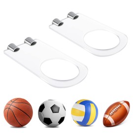 TRINENOX Ball Holder Wall Mount, Acrylic Ball Holder Display Rack, Basketball Soccer Holder Rack, Ball Hanger Storage Stand, Ball Holder Shelf for Basketball Soccer Volleyball Rugby Football -2 Clear